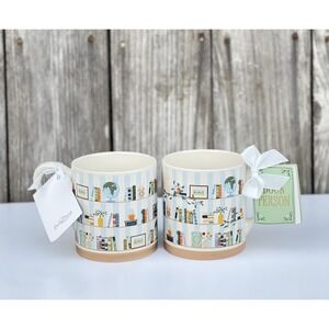 Bookshelf Ceramic Mug - Book Person Coffee Cup for Readers Set Of 2
